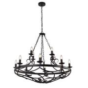 Cartwheel Wall Hung 12 Pendant Light In Matt Black With Chain