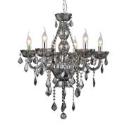 Murato 6 Bulb Cognac Crystal Chandelier Light Smoked In Chrome