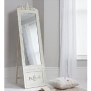 Gracie Cheval Floor Standing Vintage Mirror In Cream