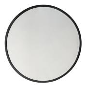 Haggen Large Round Bedroom Mirror In Black Frame