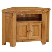 Adriel Corner Wooden TV Stand In Light Oak