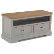 Sunburst Wooden TV Unit In Grey And Solid Oak