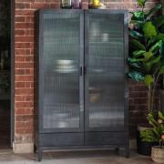 Rolla Metal Display Cabinet With 2 Doors 2 Drawers In Black