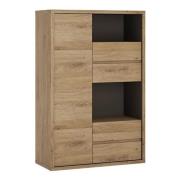 Sholka Wooden Display Cabinet With 1 Door 4 Drawers In Oak