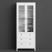 Macron Wooden Display Cabinet With 3 Drawers In White