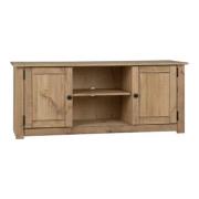 Prinsburg Wooden 2 Doors 1 Shelf TV Stand In Natural Wax