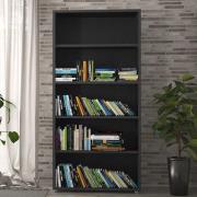 Prax Wooden 4 Shelves Home And Office Bookcase In Black