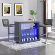 Fiesta Grey High Gloss Bar Table With 2 Candid Grey Stools