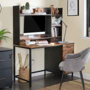 Kohler Wooden Computer Desk With Bookshelf In Rustic Brown