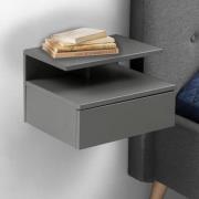 Ashanti Wall Hung Wooden Bedside Cabinet In Light Grey