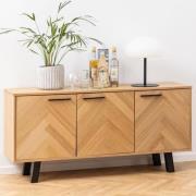 Boulder Wooden Sideboard With 3 Doors In Oak And Black