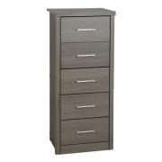 Laggan Narrow Chest Of 5 Drawers In Black Wood Grain