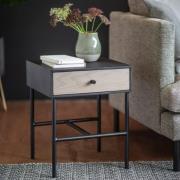 Marvale Wooden Bedside Cabinet With 1 Drawer In Black Natural