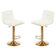 Baino White Leather Bar Chairs With Gold Base In A Pair