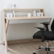 Aiken Wooden Laptop Desk With 1 Drawer In Light Oak And White