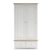 Freda Wooden Wardrobe With 2 Doors 2 Drawers In Grey And Oak