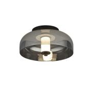 Frisbee LED Ceiling Light In Matt Black With Smoked Glass