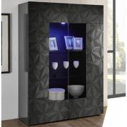 Arlon High Gloss Display Cabinet With 2 Doors In Grey And LED