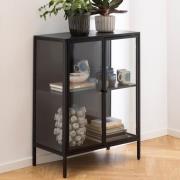 Newberry Metal Display Cabinet Small With 2 Doors In Matt Black