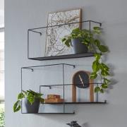 Elwoka Metal Set Of 3 Wall Shelves In Black