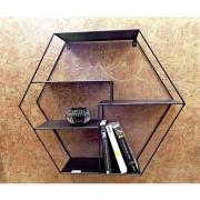 Elwoka Metal 4 Shelves Hexagonal Wall Shelf In Black