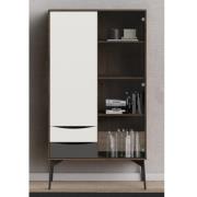 Felton 2 Doors And 2 Drawers Display Cabinet In Grey And Walnut