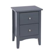 Kamuy Wooden Tall Bedside Cabinet With 2 Drawers In Midnight Blue