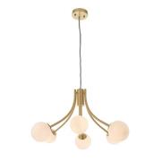 Bloom 6 Lights Opal Glass Ceiling Pendant Light In Satin Brass