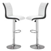 Ritz White And Black Faux Leather Bar Stools In Pair