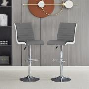 Ritz Grey And White Faux Leather Bar Stools In Pair