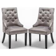 Carrboro Round Knocker Light Grey Velvet Dining Chair In Pair