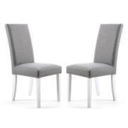 Rabat Silver Grey Fabric Dining Chairs With White Legs In Pair