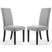 Rabat Silver Grey Fabric Dining Chairs With Black Legs In Pair