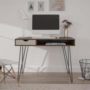 Concorde Wooden Computer Desk With Storage In Brown Oak