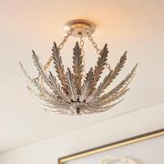 Delphine 3 Lights Flush Leaf Ceiling Light In Silver