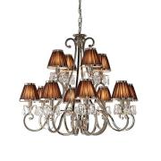 Oksana 12 Lights Pendant Light In Nickel With Chocolate Shades