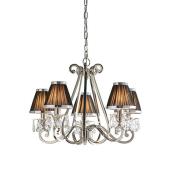 Oksana 5 Lights Pendant Light In Nickel With Black Shades