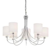 Phantom 7 Lights White Fabric Pendant Light In Chrome