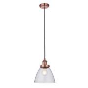 Hansen 1 Light Clear Glass Shade Pendant Light In Aged Copper