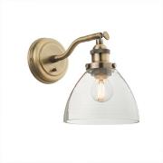 Hansen Clear Glass Shade Wall Light In Antique Brass