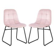 Lyster Baby Pink Velvet Dining Chairs In A Pair