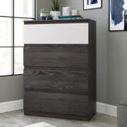 Hayward Wooden Chest Of 4 Drawer In Charcoal Ash And Pearl Oak