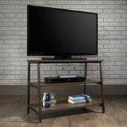 Yuma Industrial Wooden TV Stand With 2 Shelves In Smoked Oak