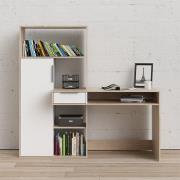 Frosk Wooden Computer Desk 1 Door 1 Drawer In White And Oak