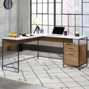 Marietta Wooden L Shaped Laptop Desk In Sindoori Mango And White