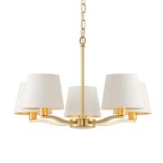 Harvey 5 Lights White Shades Pendant Light In Brushed Gold