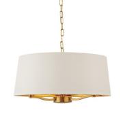 Harvey Round White Shade Pendant Light In Brushed Gold