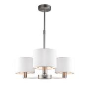 Daley 3 Lights White Shades Pendant Light In Matt Nickel