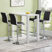 Jam Rectangular Glass White Bar Table 4 Ritz Black White Stools