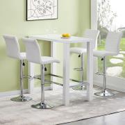 Jam Rectangular Glass White Bar Table 4 Ripple White Stools